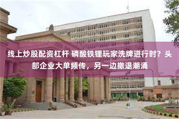 线上炒股配资杠杆 磷酸铁锂玩家洗牌进行时？头部企业大单频传，另一边撤退潮涌