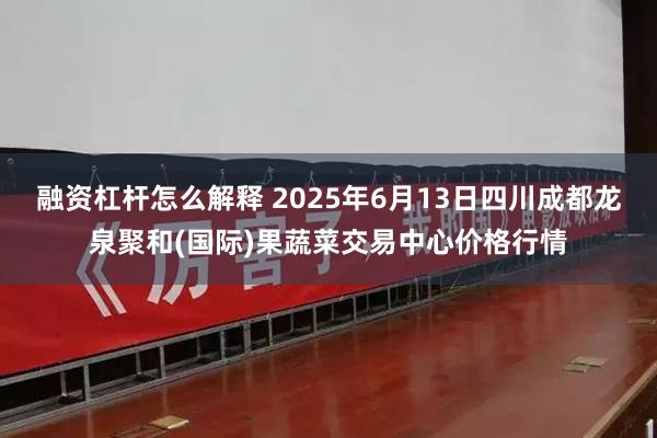 融资杠杆怎么解释 2025年6月13日四川成都龙泉聚和(国际)果蔬菜交易中心价格行情