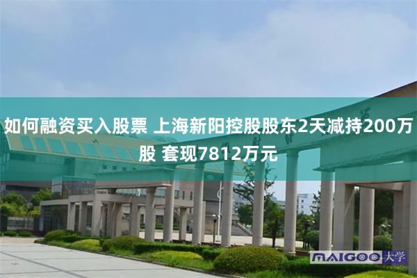 如何融资买入股票 上海新阳控股股东2天减持200万股 套现7812万元